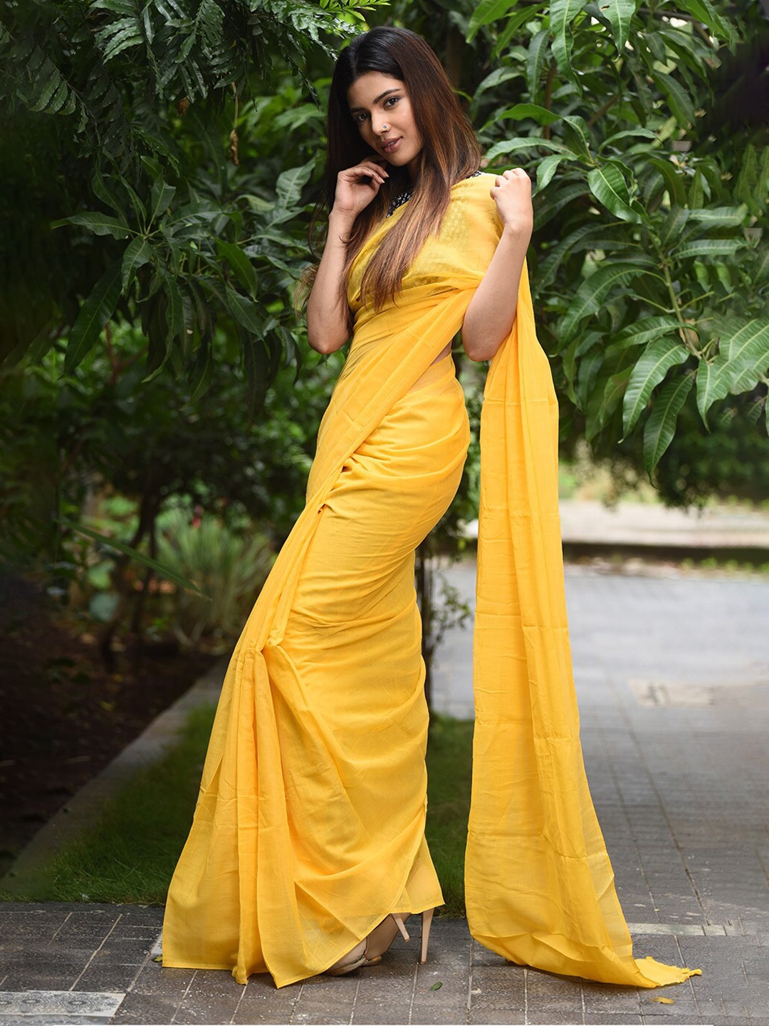 

Very Much Indian Pure Cotton Saree, Yellow