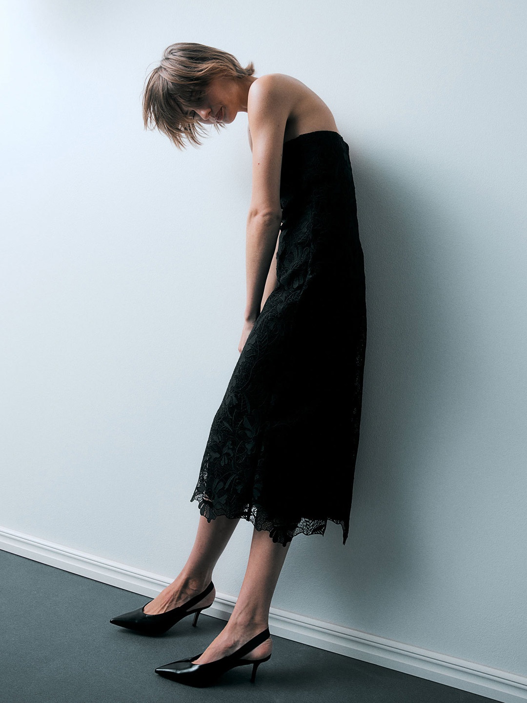 

H&M Lace bandeau dress, Black