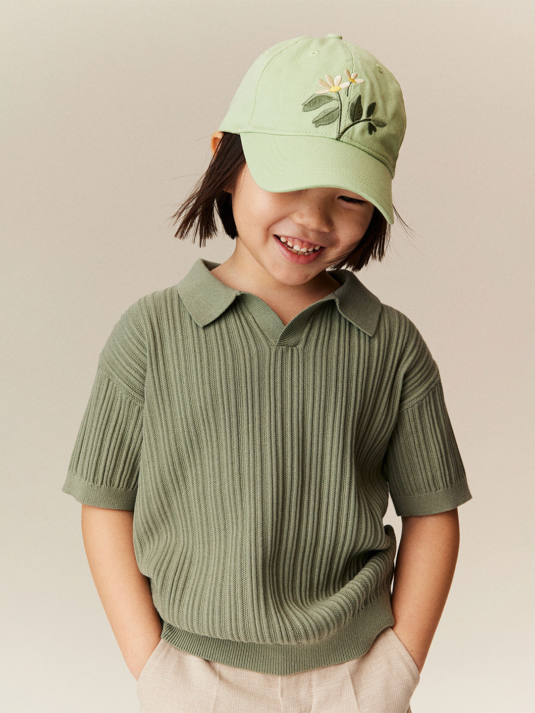 

H&M Boys Pure Cotton Knitted Polo Shirt, Green