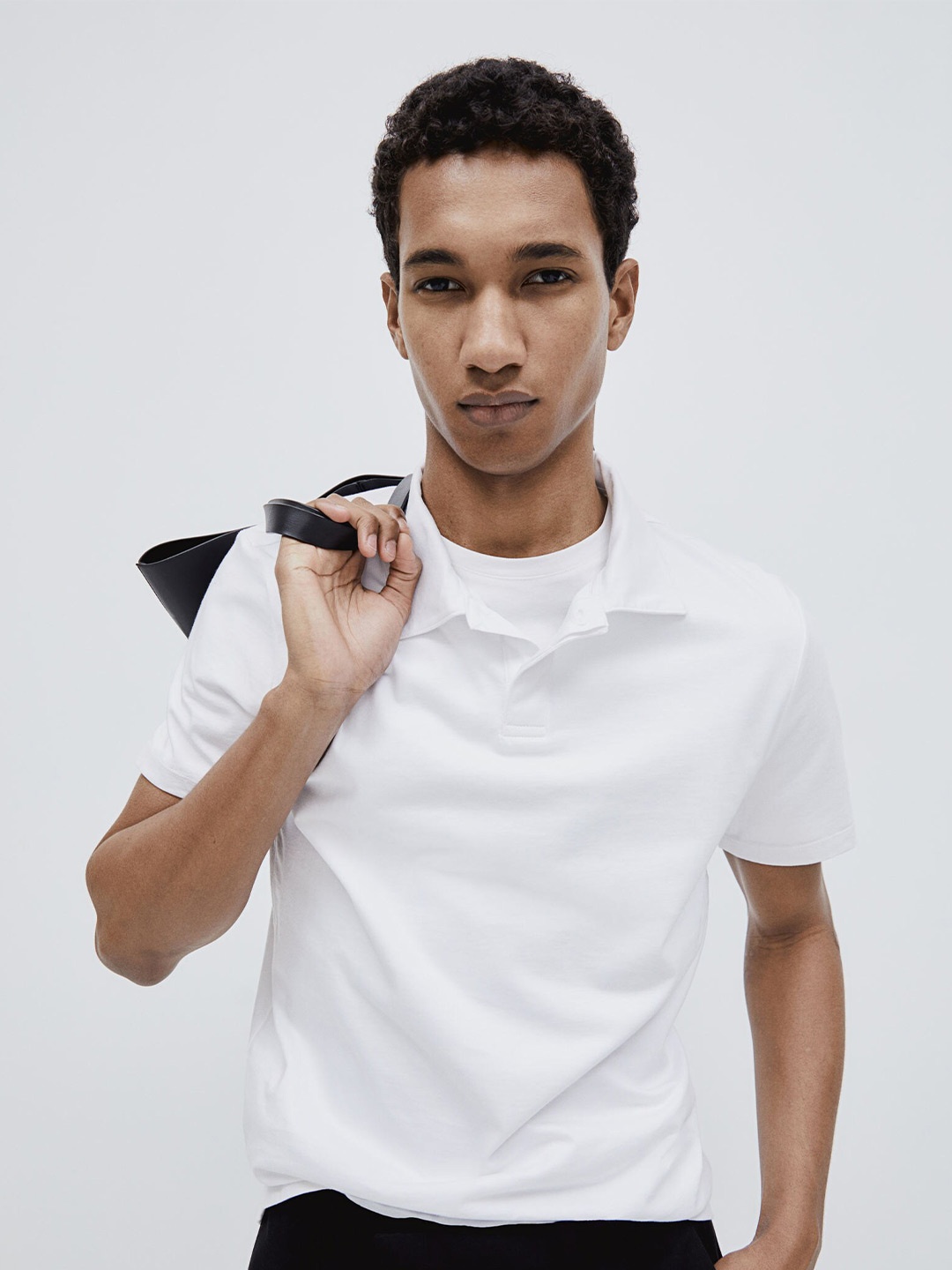 

H&M Cotton Muscle Fit Polo Shirt, White