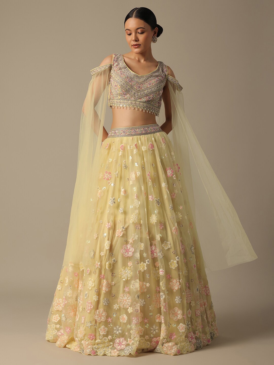 

KALKI Fashion Embroidered Ready to Wear Lehenga & Blouse With Dupatta, Yellow