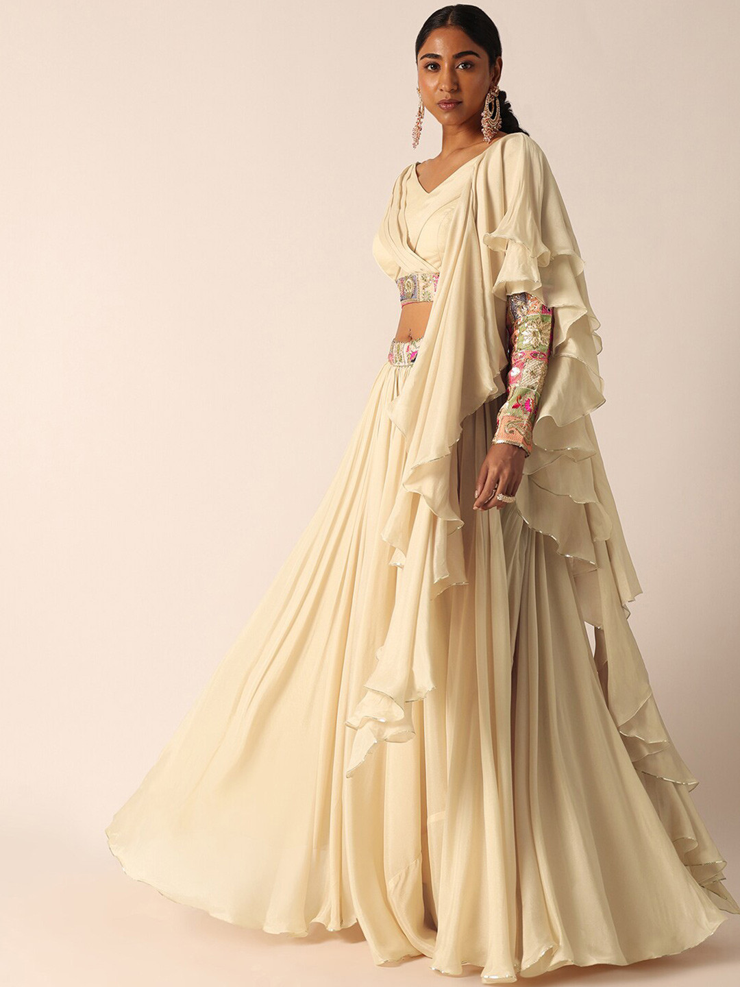 

KALKI Fashion Embellished Sequinned Ready To Wear Lehenga & Blouse With Dupatta, Beige