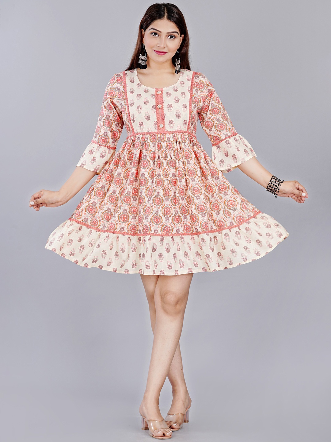 

HIGHLIGHT FASHION EXPORT Print Bell Sleeve Top, Pink