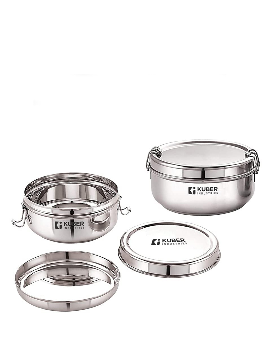 

Kuber Industries Silver-Toned 4 Pieces Stainless Steel Lunch Boxes