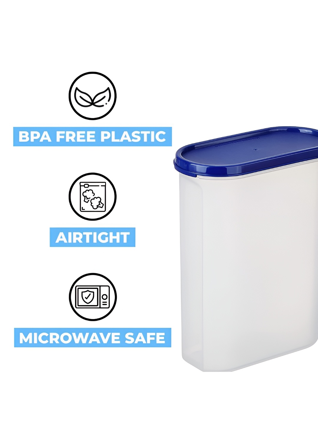 

Kuber Industries Transparent & Blue Food Container 2.5 L