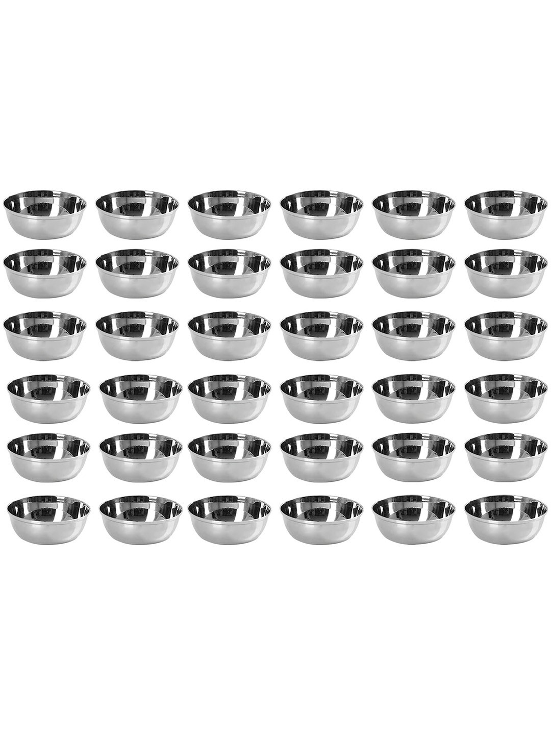 

Kuber Industries Silver Toned 36 Pieces Stainless Steel Serving Bowls, White