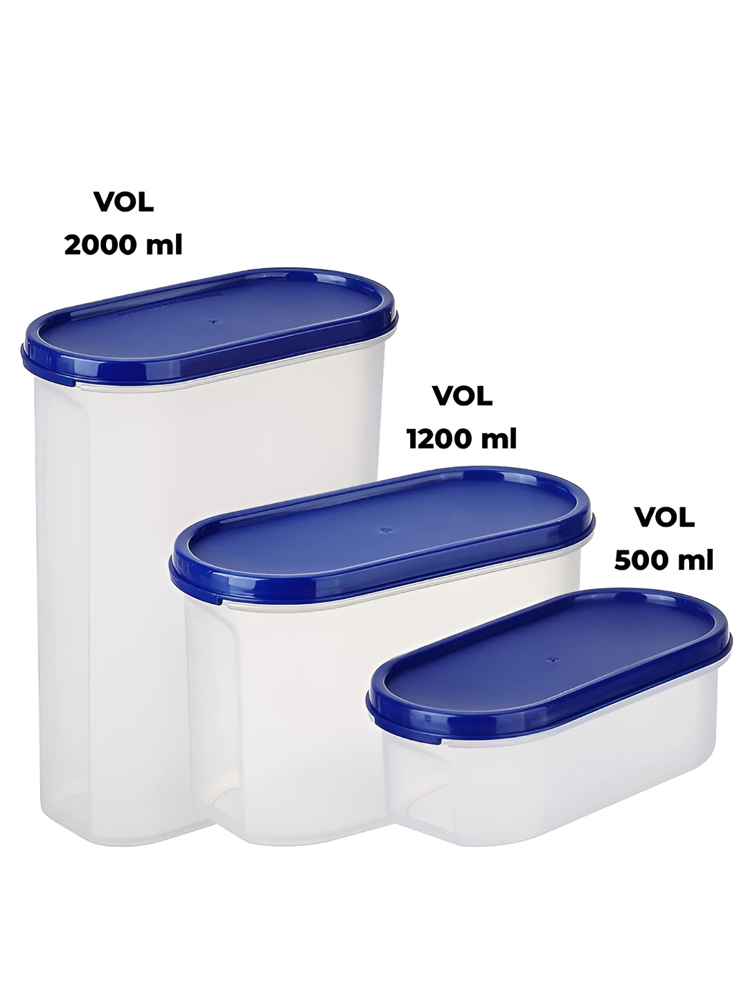

Kuber Industries Transparent & Blue 3 Pieces Microwave Safe Food Container