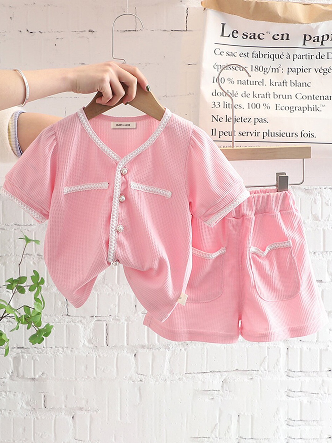 

INCLUD Girls Top with Shorts, Pink