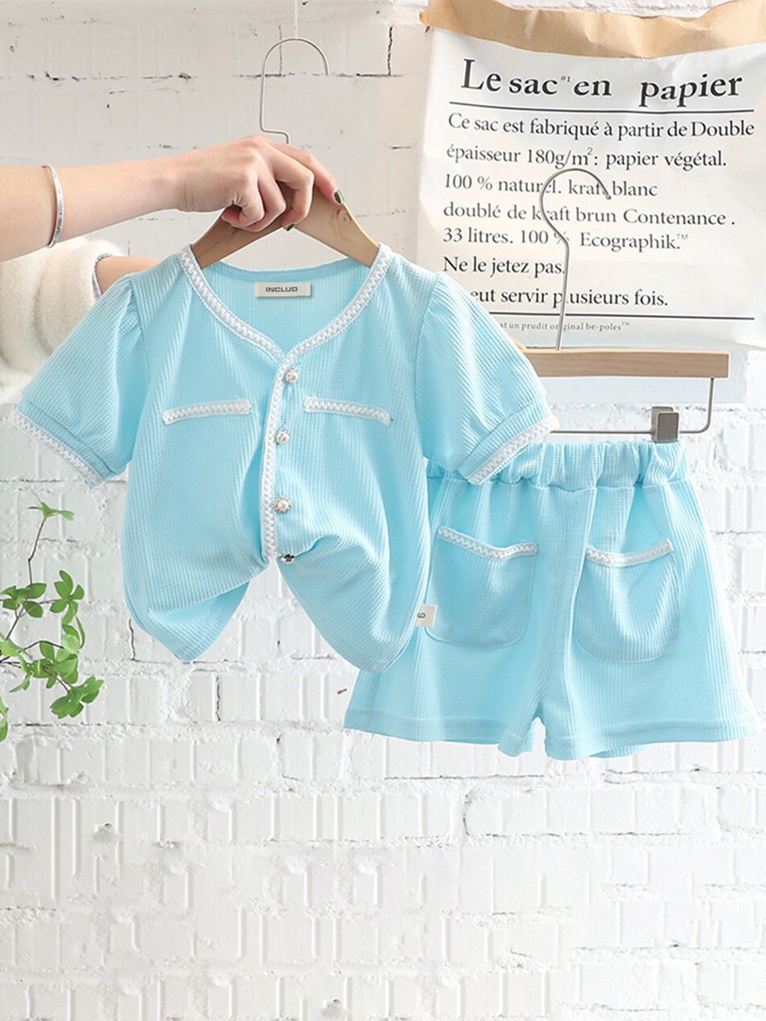 

INCLUD Girls Top with Shorts, Blue