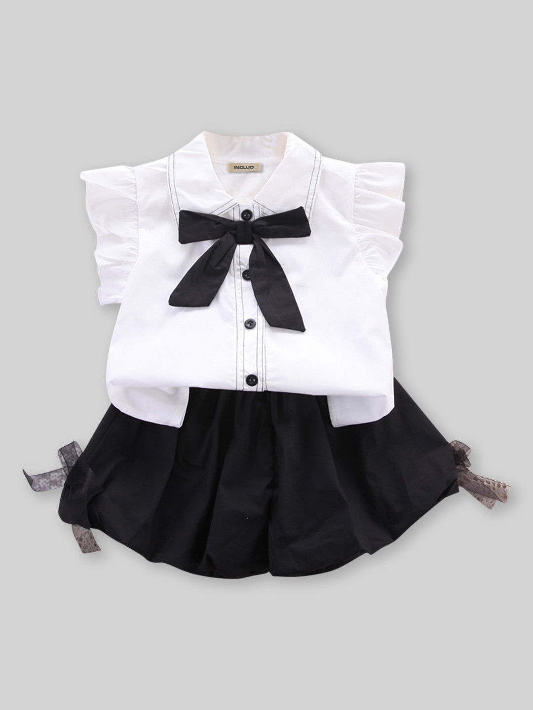 

INCLUD Girls Shirt with Shorts, Black