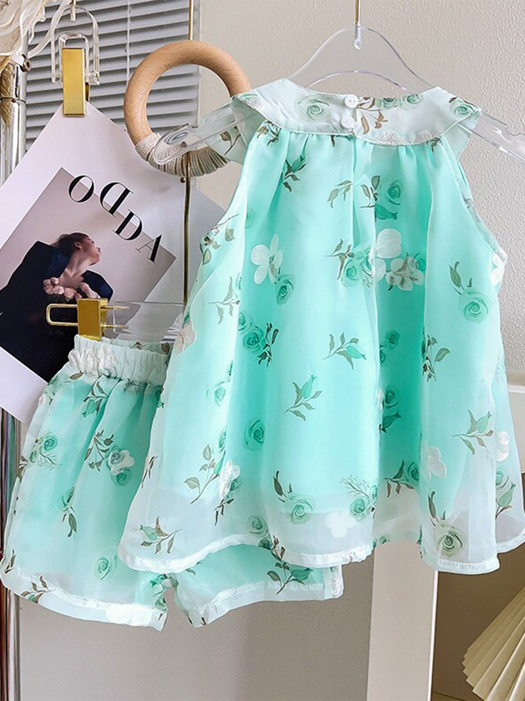 

INCLUD Girls Printed Halter Neck Top with Shorts, Green