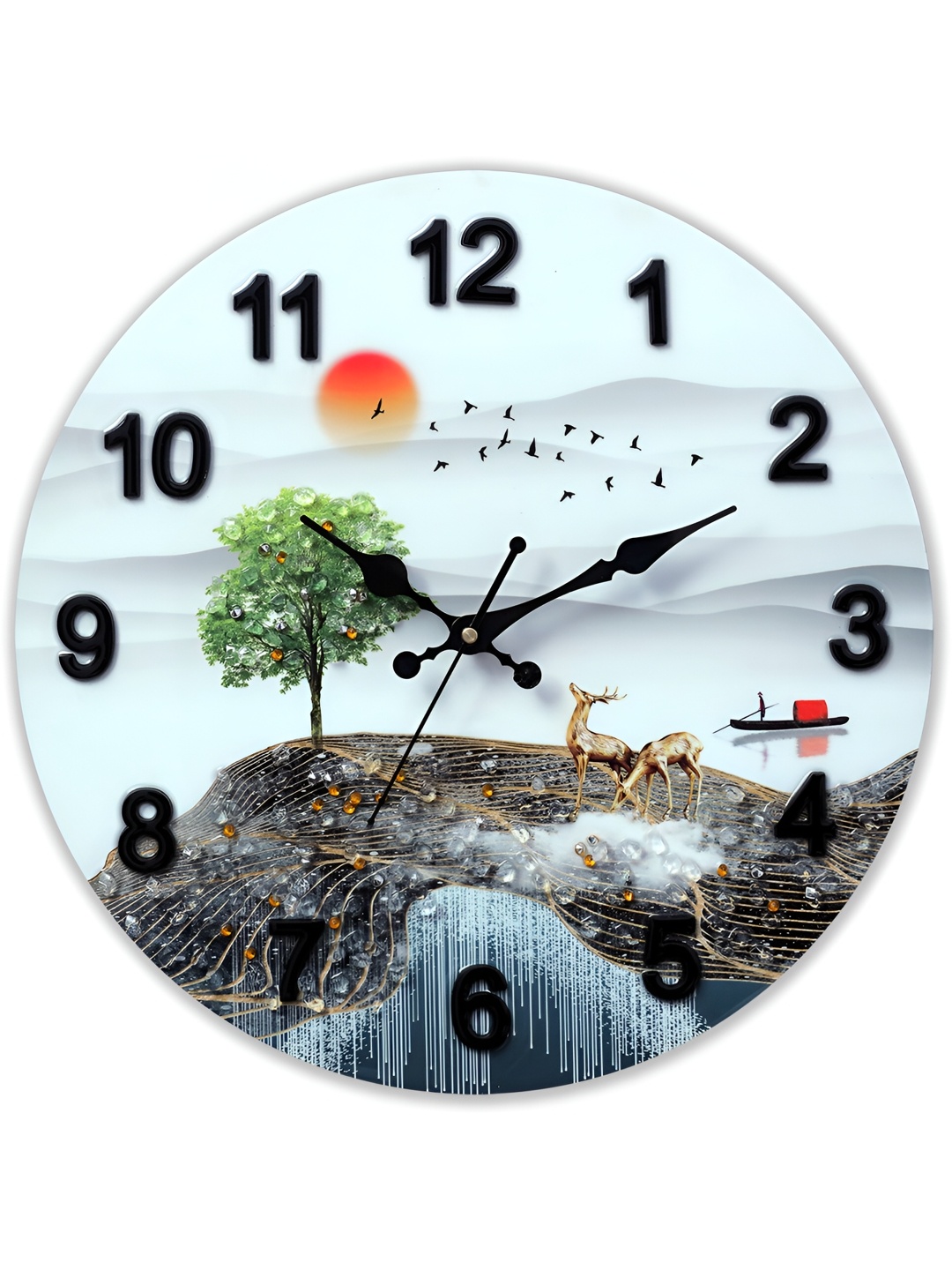 

masstone White & Multicoloured Contemporary Wall Clock