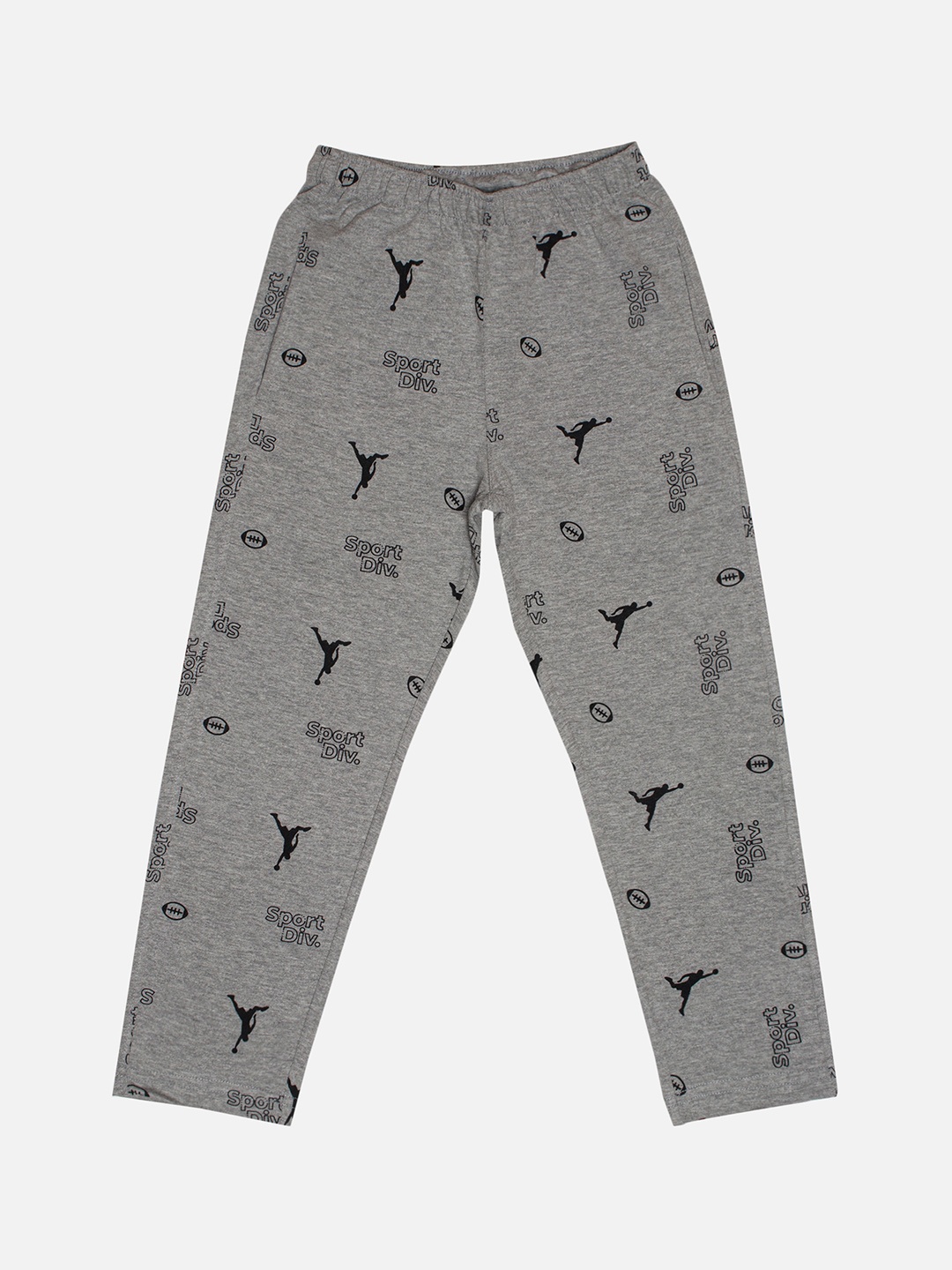 

Bodycare Boys Printed Cotton Mid-Rise Track Pants, Grey melange