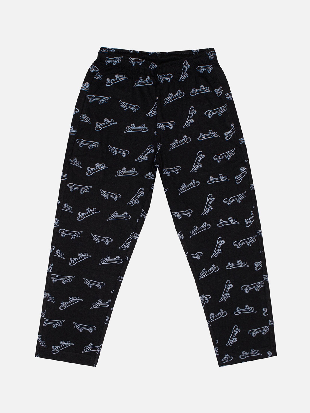 

Bodycare Boys Conversational Printed Mid-Rise Cotton Track Pants, Black