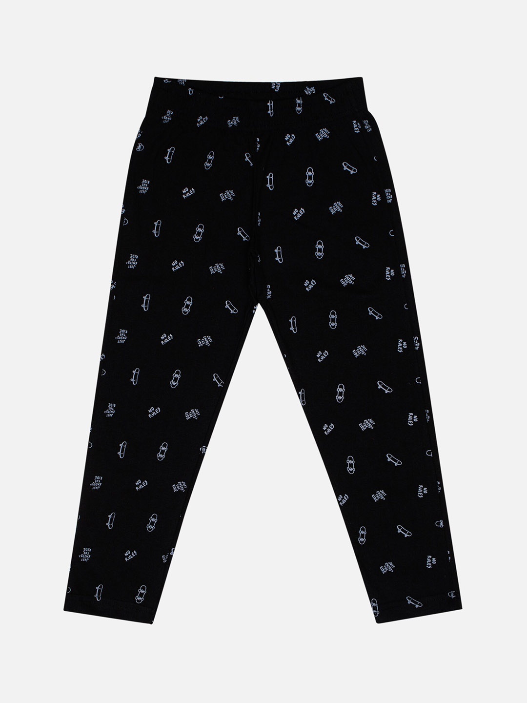 

Bodycare Boys Printed Cotton Mid Rise Track Pants, Black