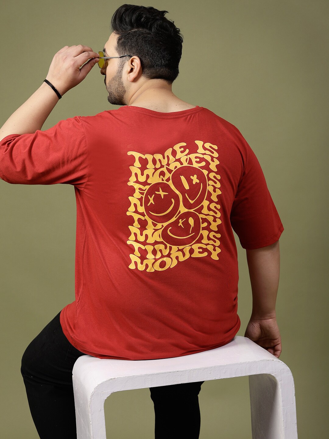 

Rigo Printed Oversized T Shirt, Maroon