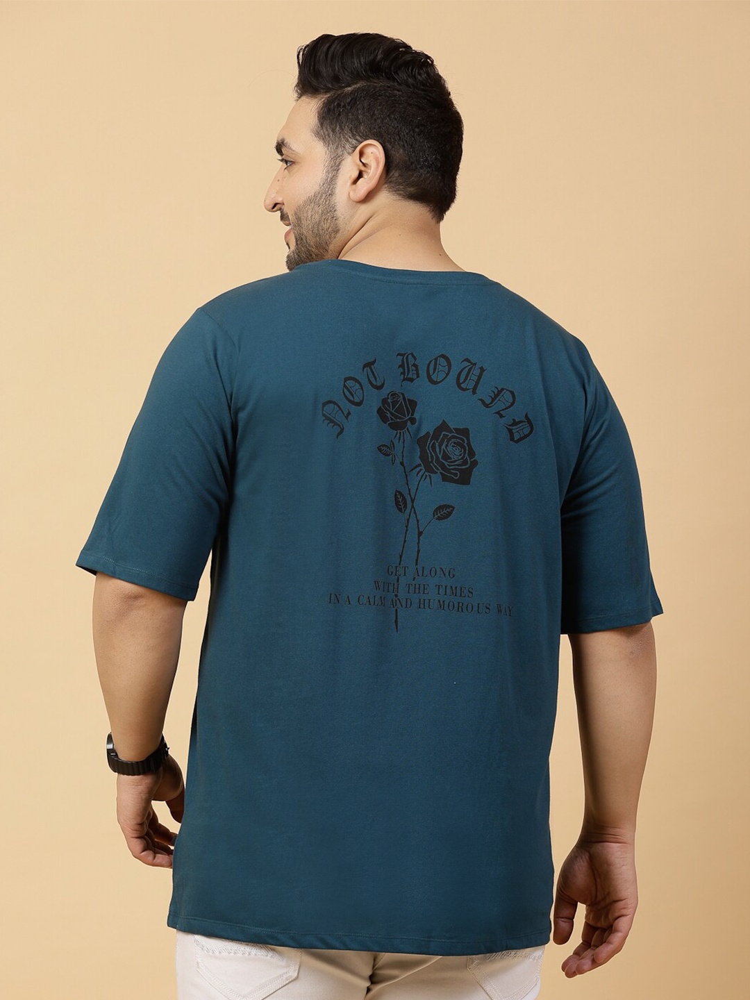 

Rigo Printed Drop Shoulder Oversized T-shirt, Teal