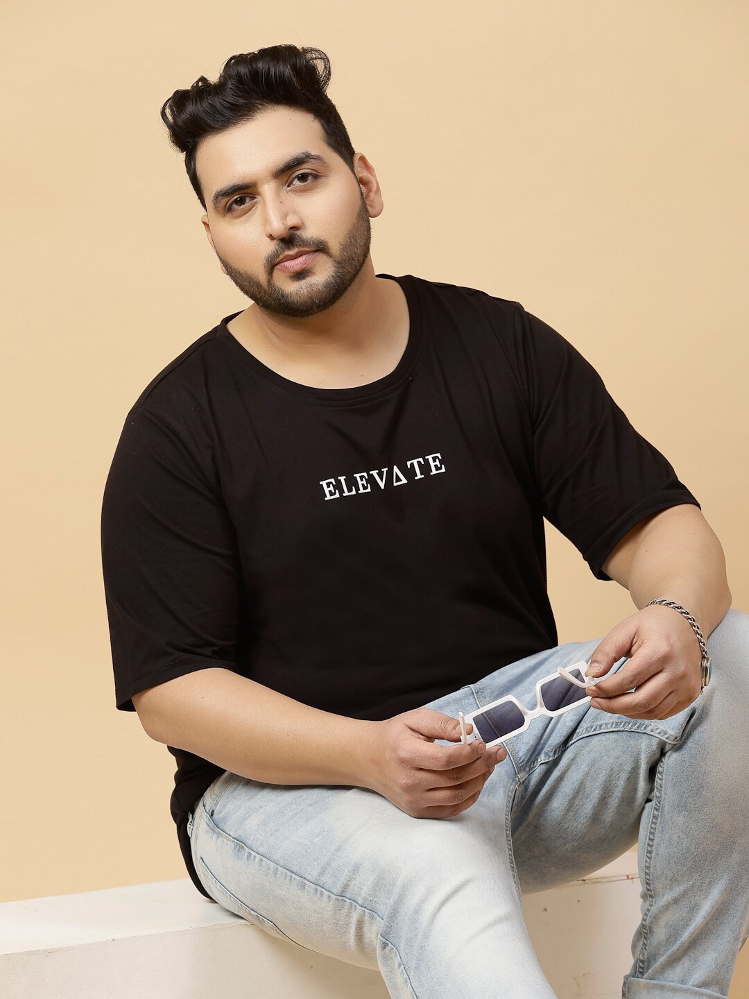 

Rigo Printed Drop Shoulder Oversized T-shirt, Black