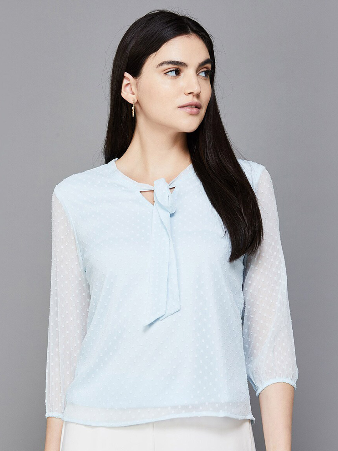 

CODE by Lifestyle Tie-Up Neck Top, Blue