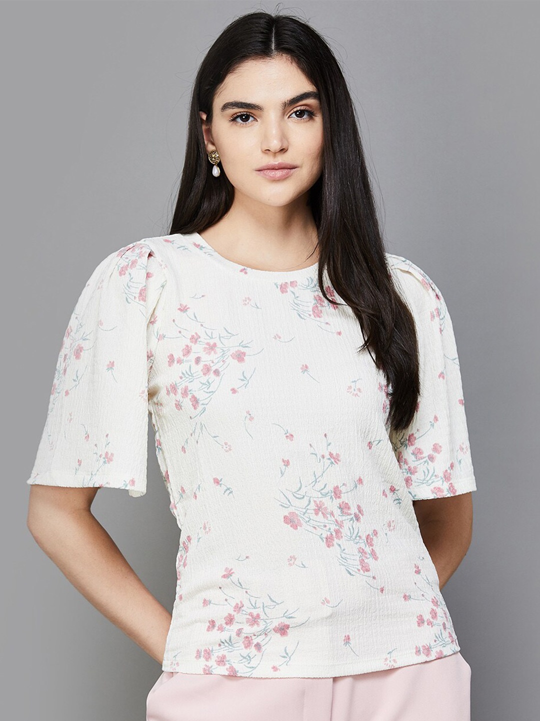 

CODE by Lifestyle Floral Print Flared Sleeve Top, Pink