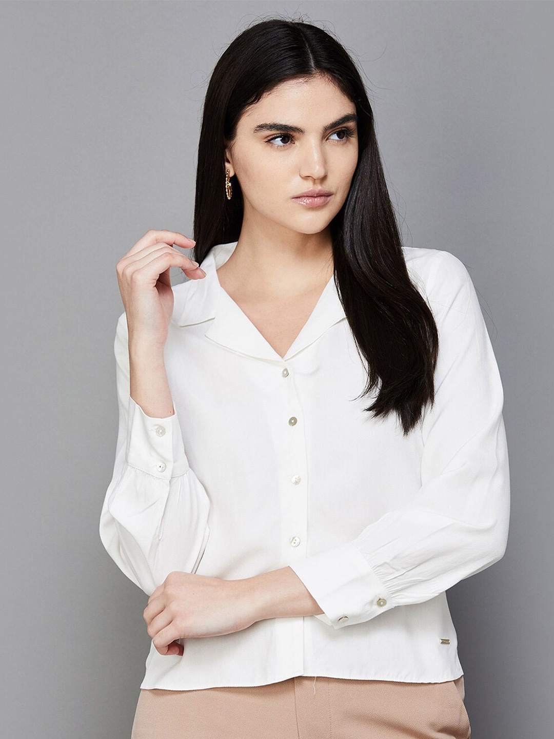 

CODE by Lifestyle Shirt Style Top, Off white