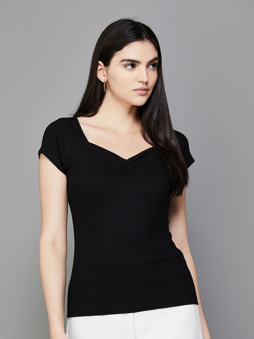 

CODE by Lifestyle Sweetheart Neck Top, Black