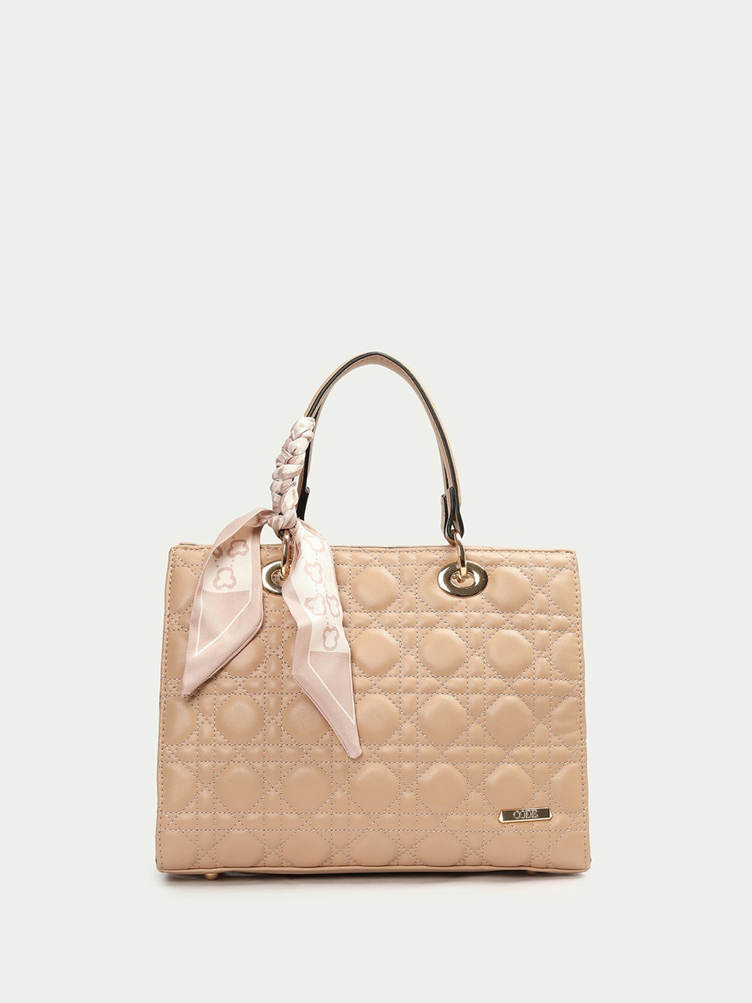 

CODE by Lifestyle Textured PU Structured Satchel with Quilted, Nude