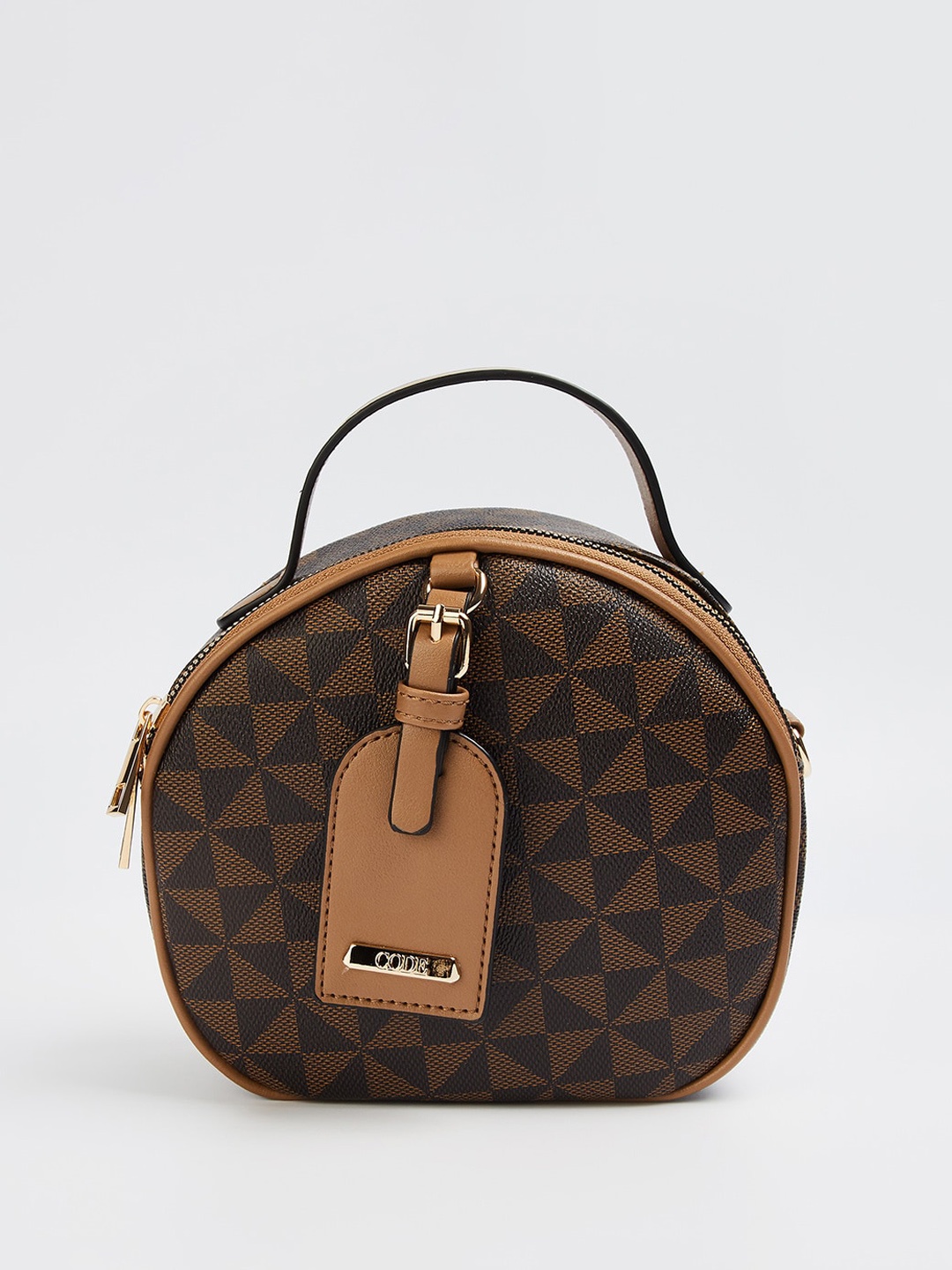 

CODE by Lifestyle Printed Structured Satchel with Quilted, Brown