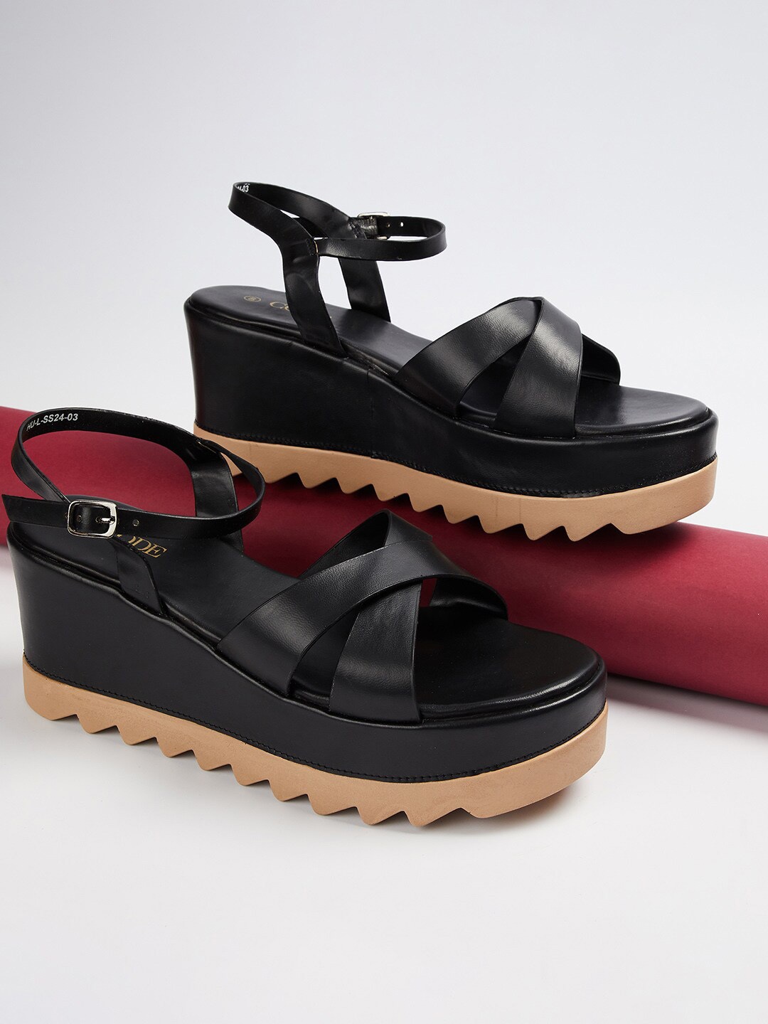 

CODE by Lifestyle Women Colourblocked Platform Sandals, Black