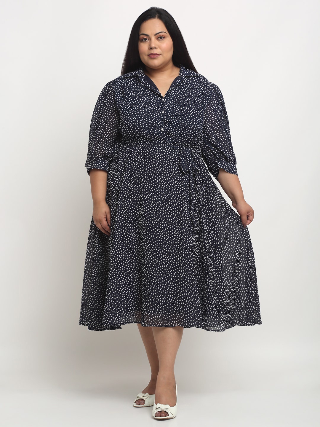 

sindrellastorie Print Georgette Fit & Flare Midi Dress, Blue