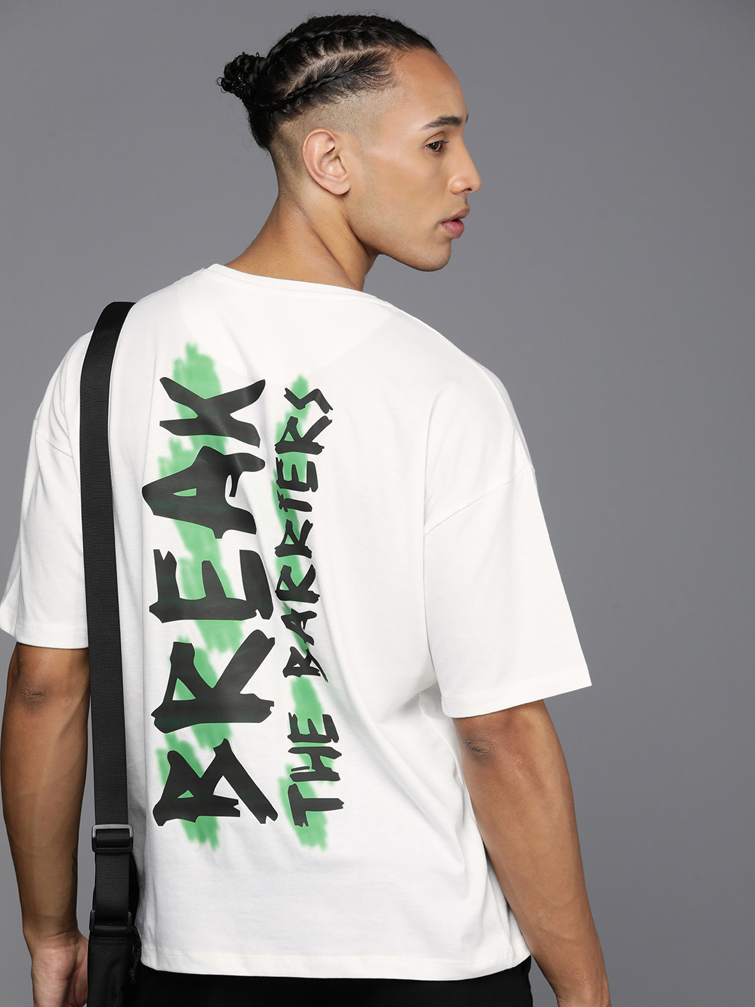 

HRX by Hrithik Roshan Men Printed Oversized Drop-Shoulder Sleeves Pure Cotton T-shirt, White