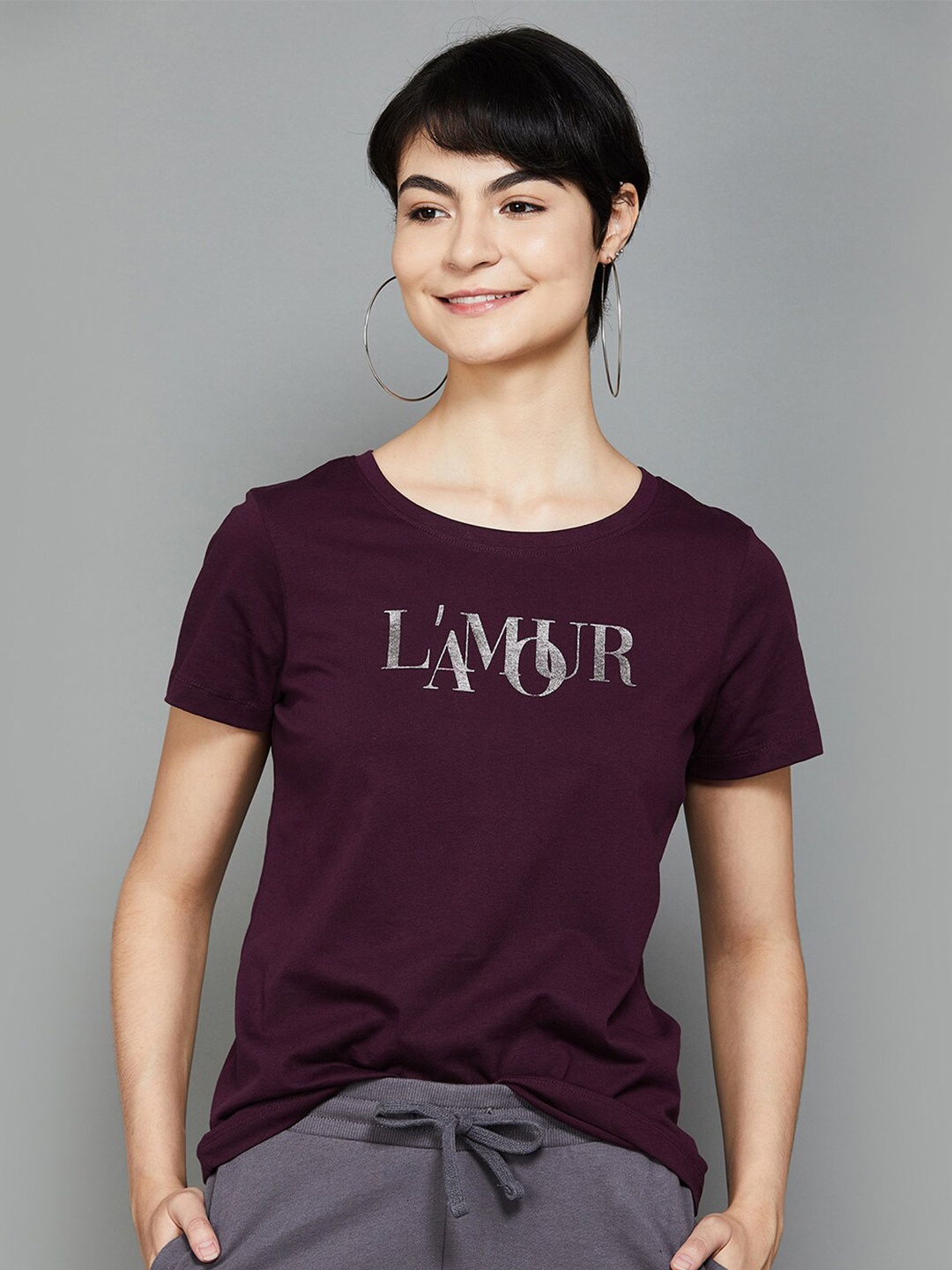 

Fame Forever by Lifestyle Print Cotton Top, Purple