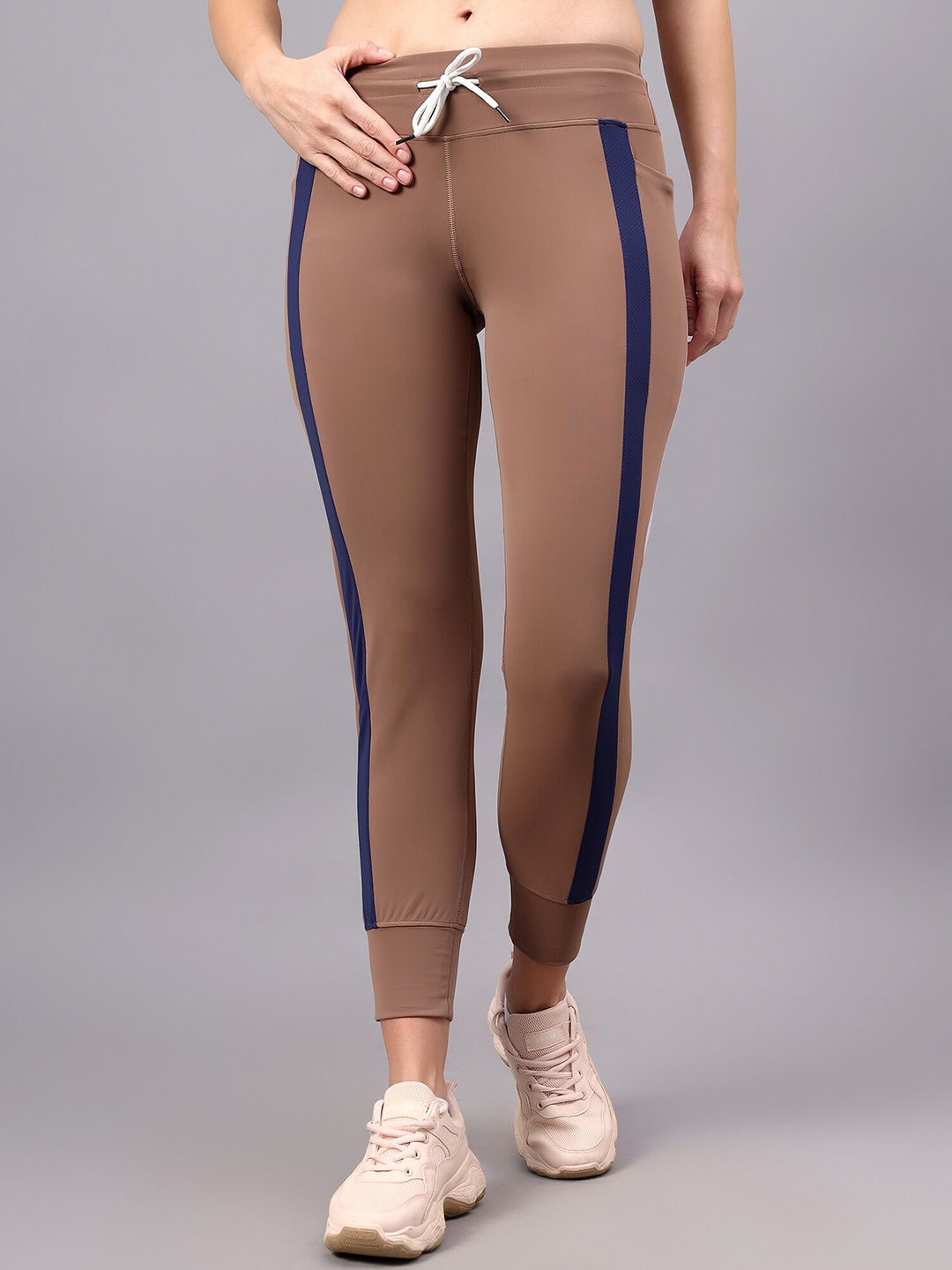 

Fitkin Women Straight-Fit Anti Odour Mid Rise Joggers, Brown