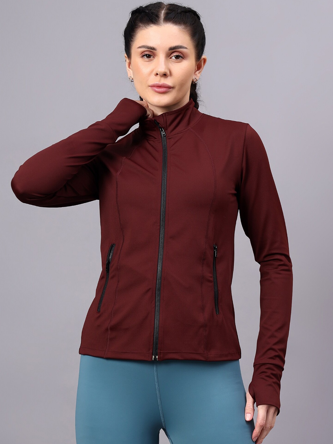 

Fitkin Women Lightweight Training or Gym Bomber Jacket, Brown