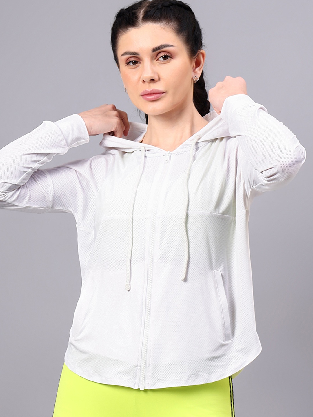 

Fitkin Women Lightweight Training or Gym Sporty Jacket, White
