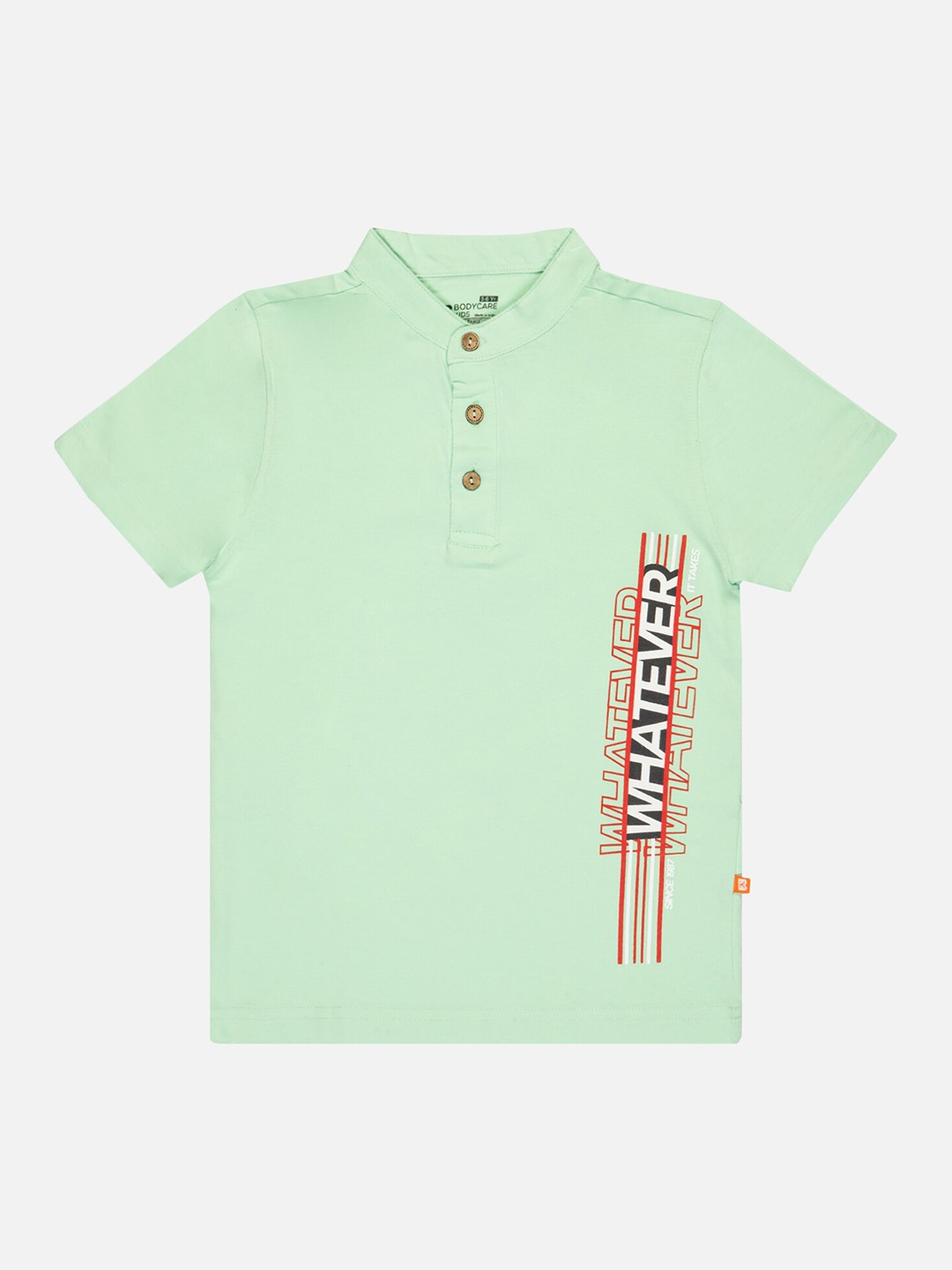 

Bodycare Boys Mandarin Collar Applique T-shirt, Green