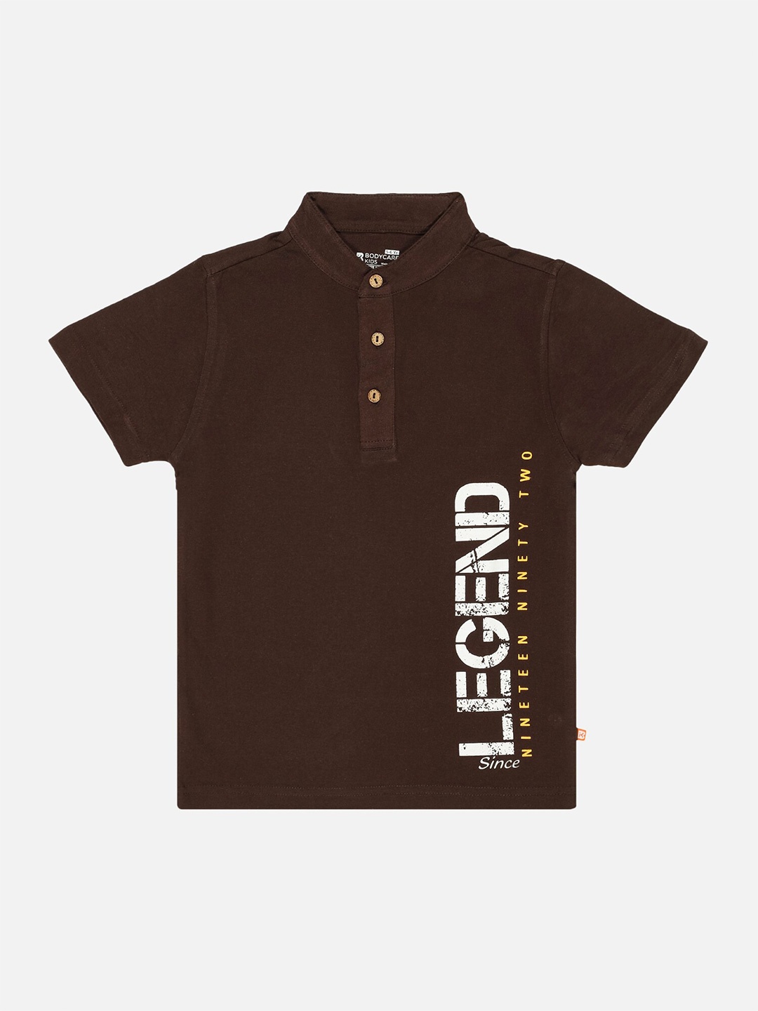 

Bodycare Boys Typography Printed V-Neck Applique T-shirt, Brown