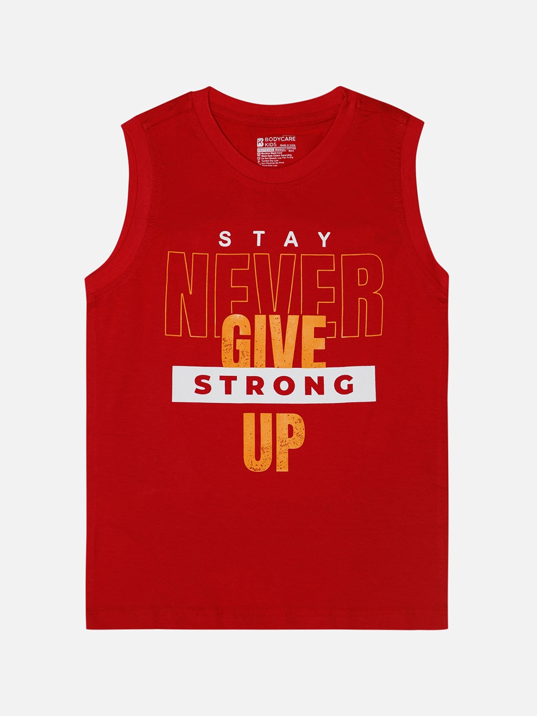 Bodycare Boys Typography Printed Applique T-shirt, Red