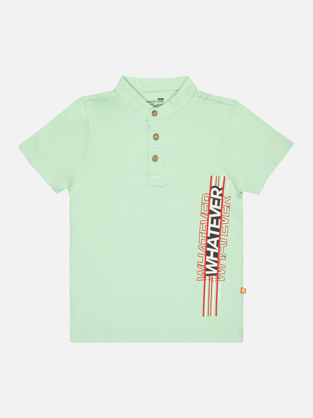 

Bodycare Boys Mandarin Collar Applique T-shirt, Green