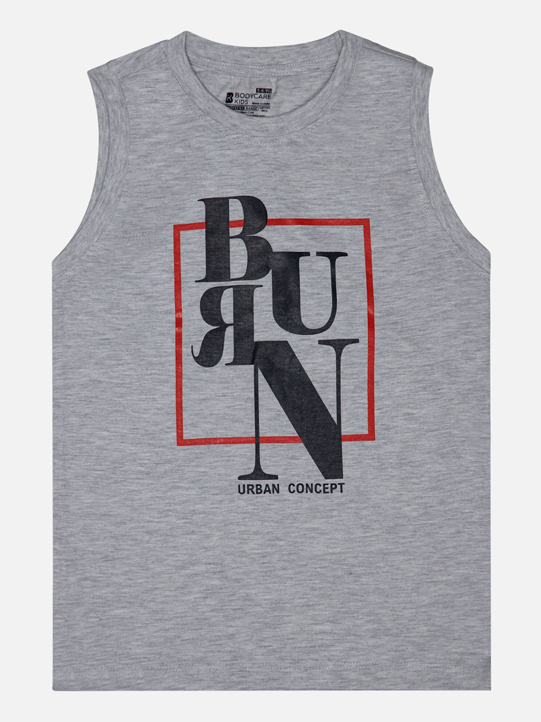 

Bodycare Boys Typography Printed Applique T-shirt, Grey melange