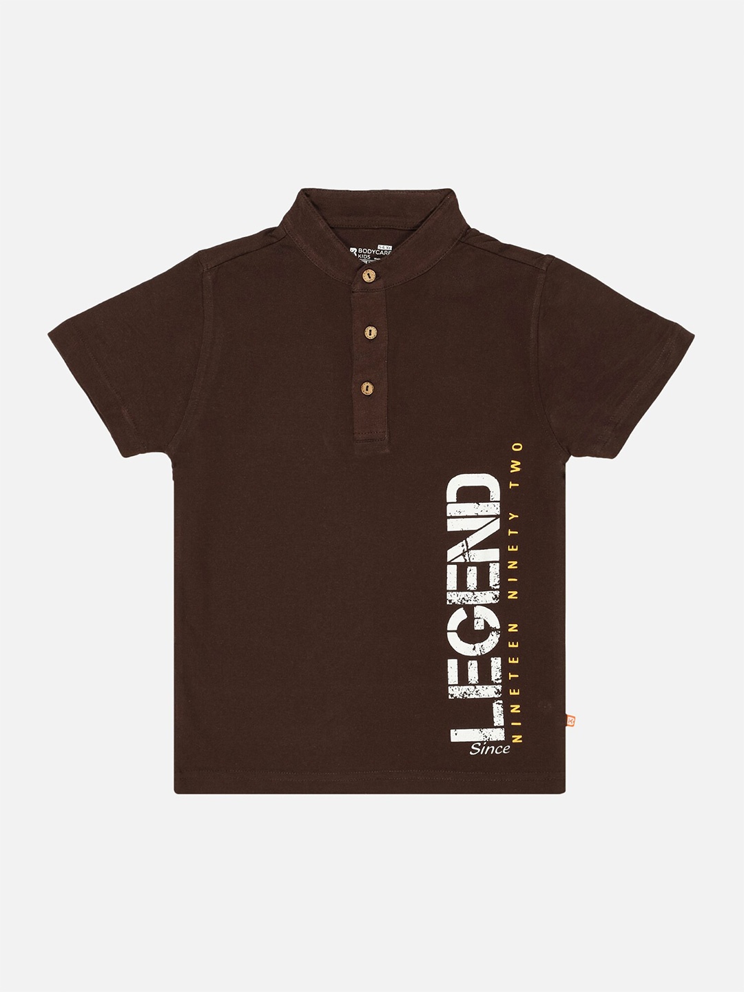 

Bodycare Boys Typography Printed V-Neck Applique T-shirt, Brown