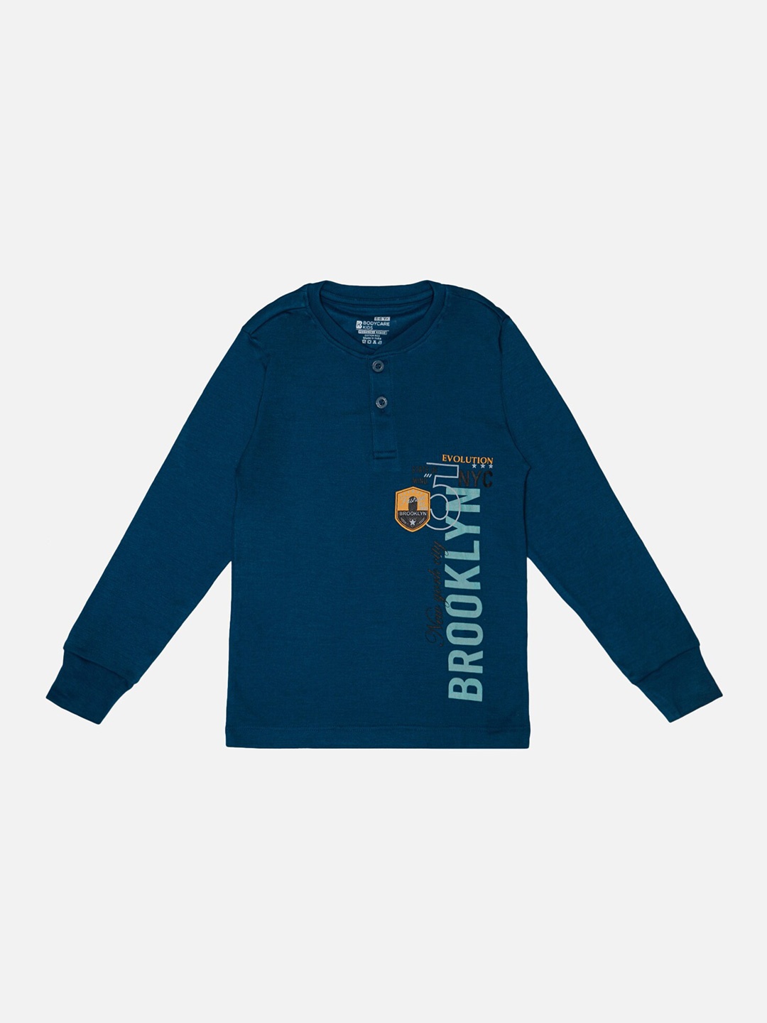 

Bodycare Boys Typography Printed Henley Neck T-shirt, Blue