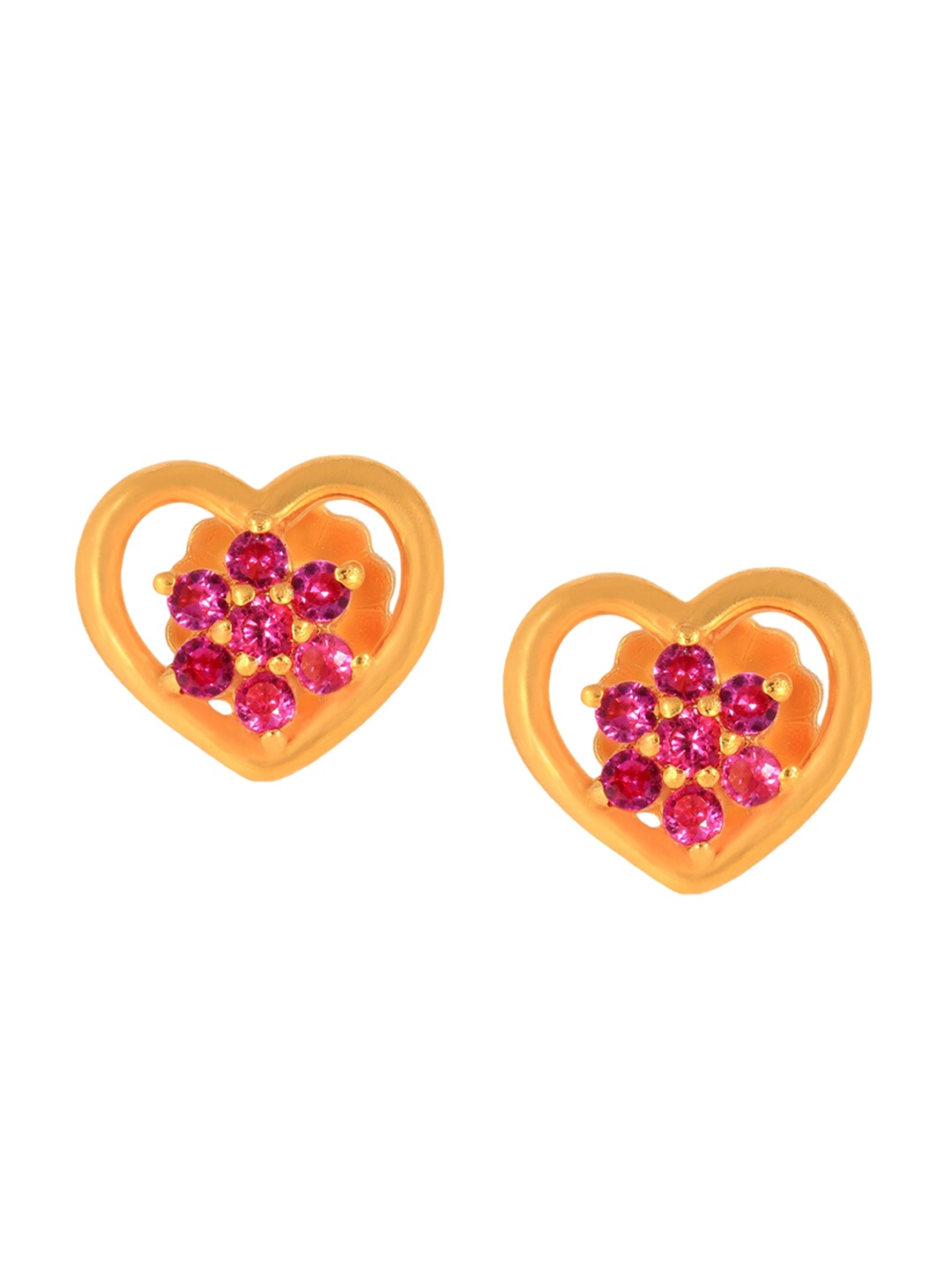 

BHIMA 22K Hallmark 916 Purity Yellow Gold Floral Heart Stud