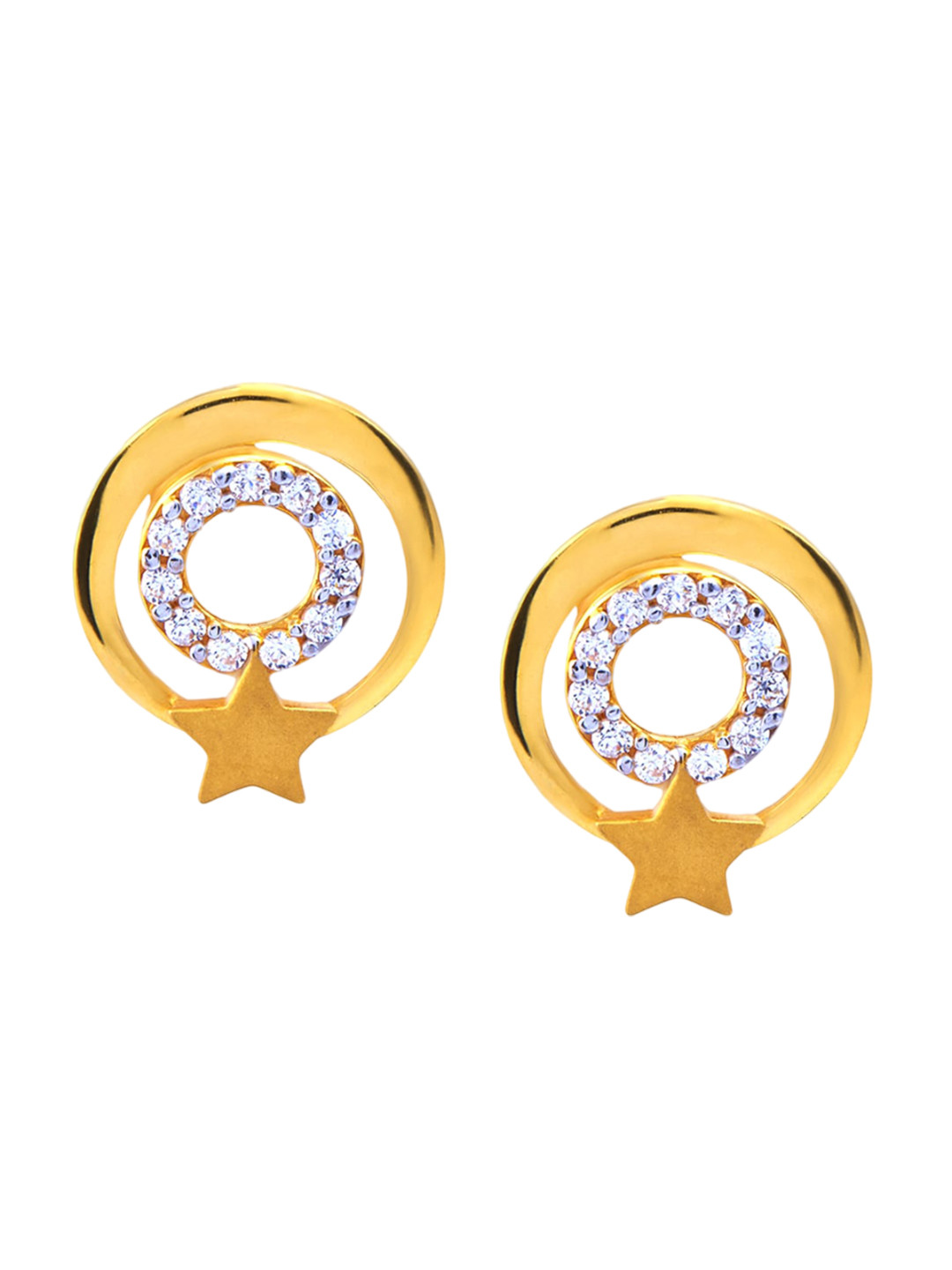 

BHIMA 22K Hallmark 916 Purity Yellow Gold Round Stone Stud