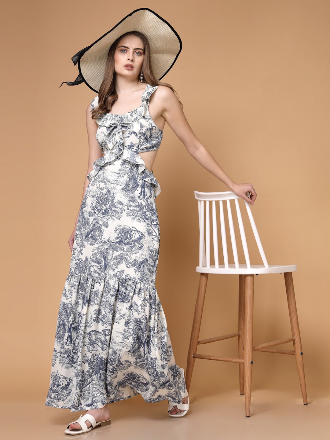 

Freehand by The Indian Garage Co Floral Print Sheath Midi Dress, White