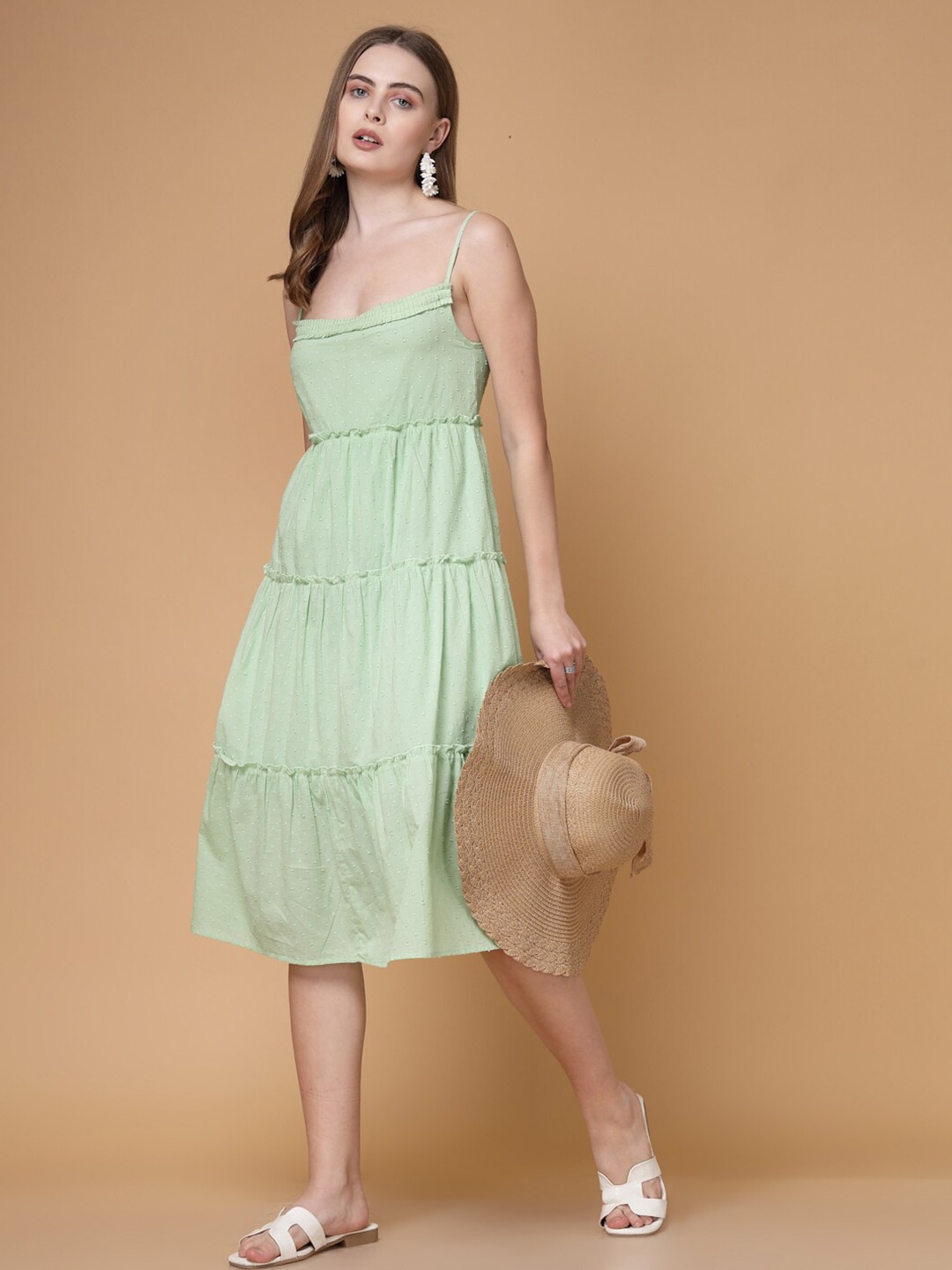 

Freehand by The Indian Garage Co Fit & Flare Midi Dress, Green