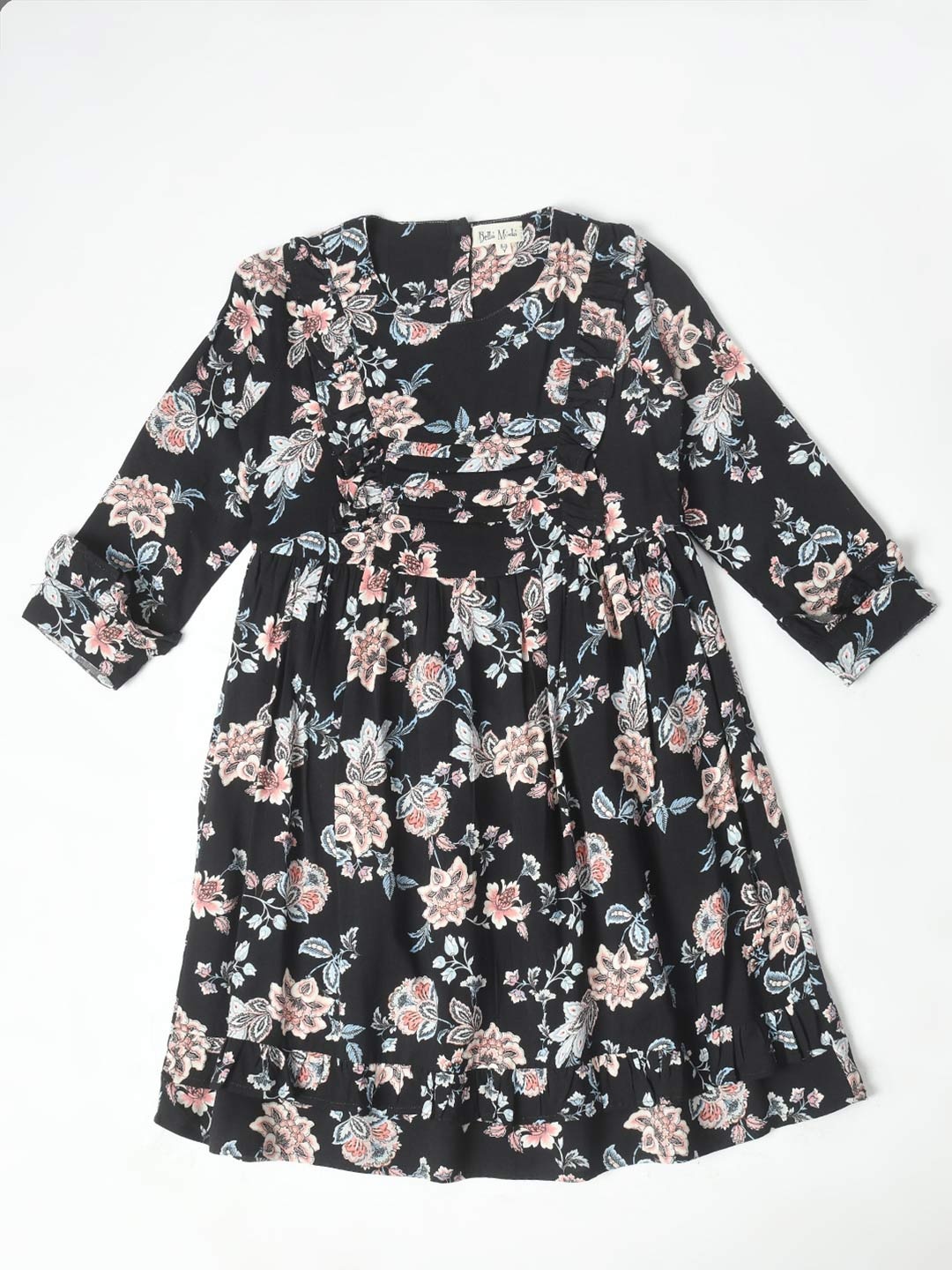 

Bella Moda Floral Print A-Line Dress, Black