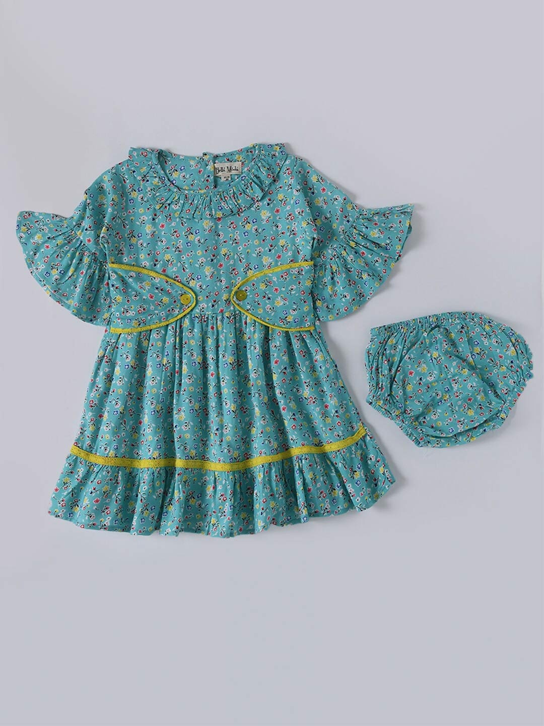 

Bella Moda Floral Print Bell Sleeve Fit & Flare Dress, Blue