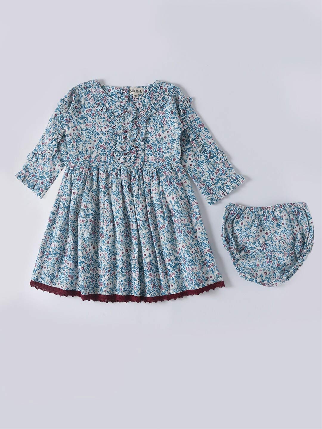 

Bella Moda Floral Print Puff Sleeve Fit & Flare Dress, Blue