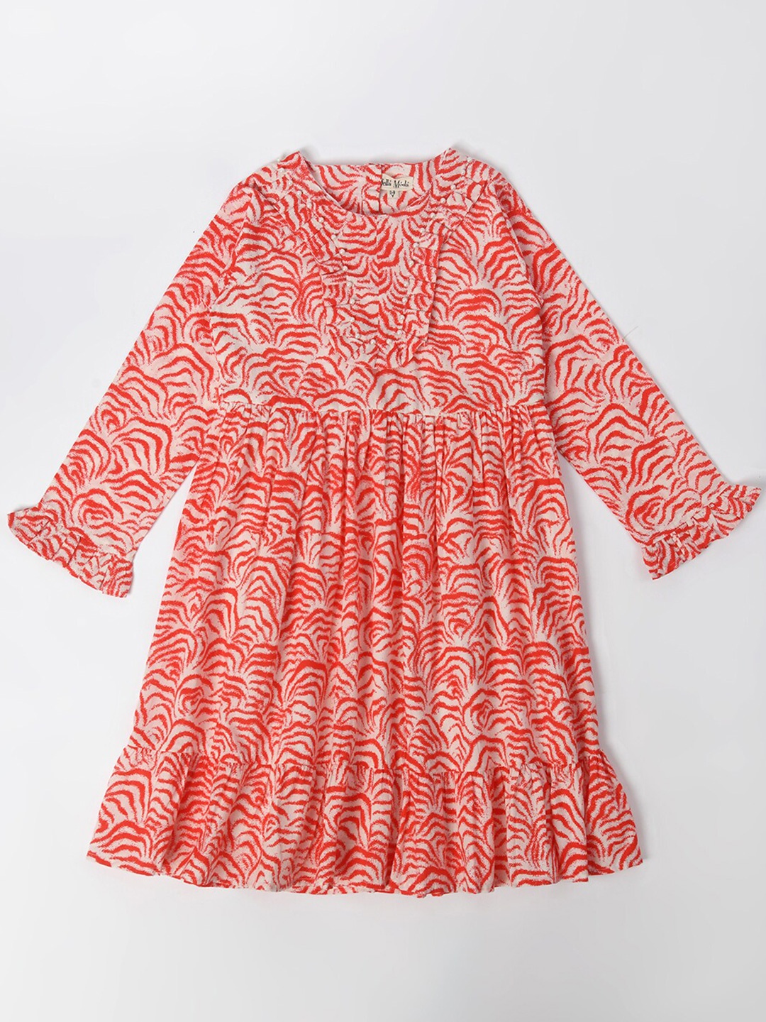 

Bella Moda Floral Print Bell Sleeve A-Line Dress, Red